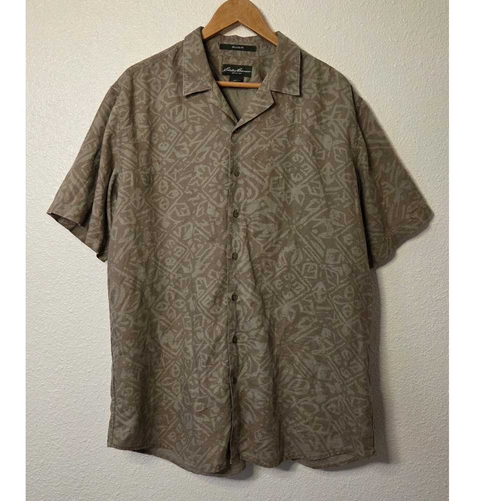 Eddie Bauer‎ Men's Relaxed Fit Linen Blend Button-Up Shirt XL